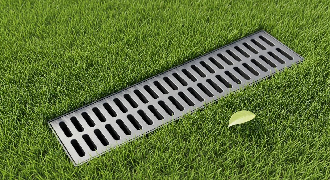 A Rectangular Dark Gray-black Drainage Grate