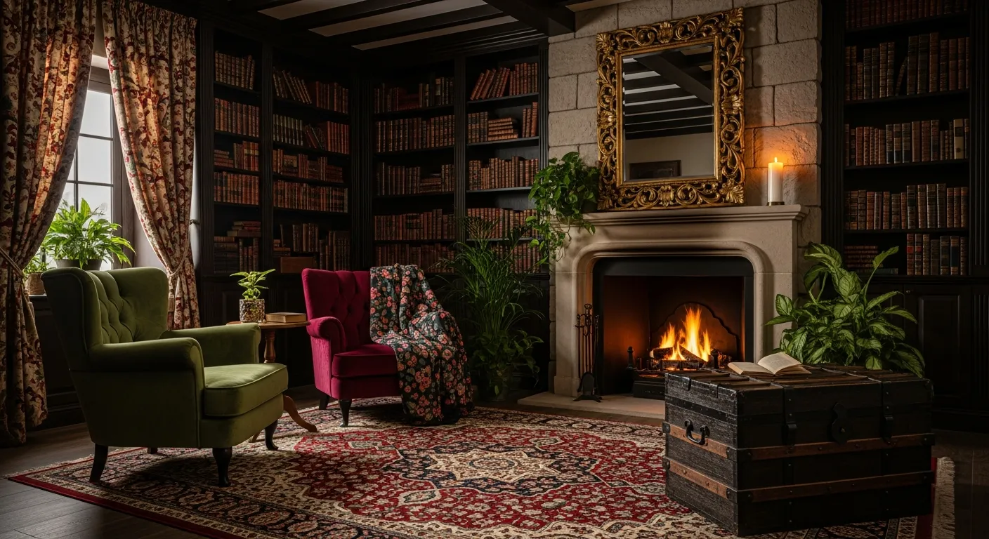 An Ornate Persian-style Rug With Intricate Red, Beige, and Dark Patterns Covers the Wooden Floor.