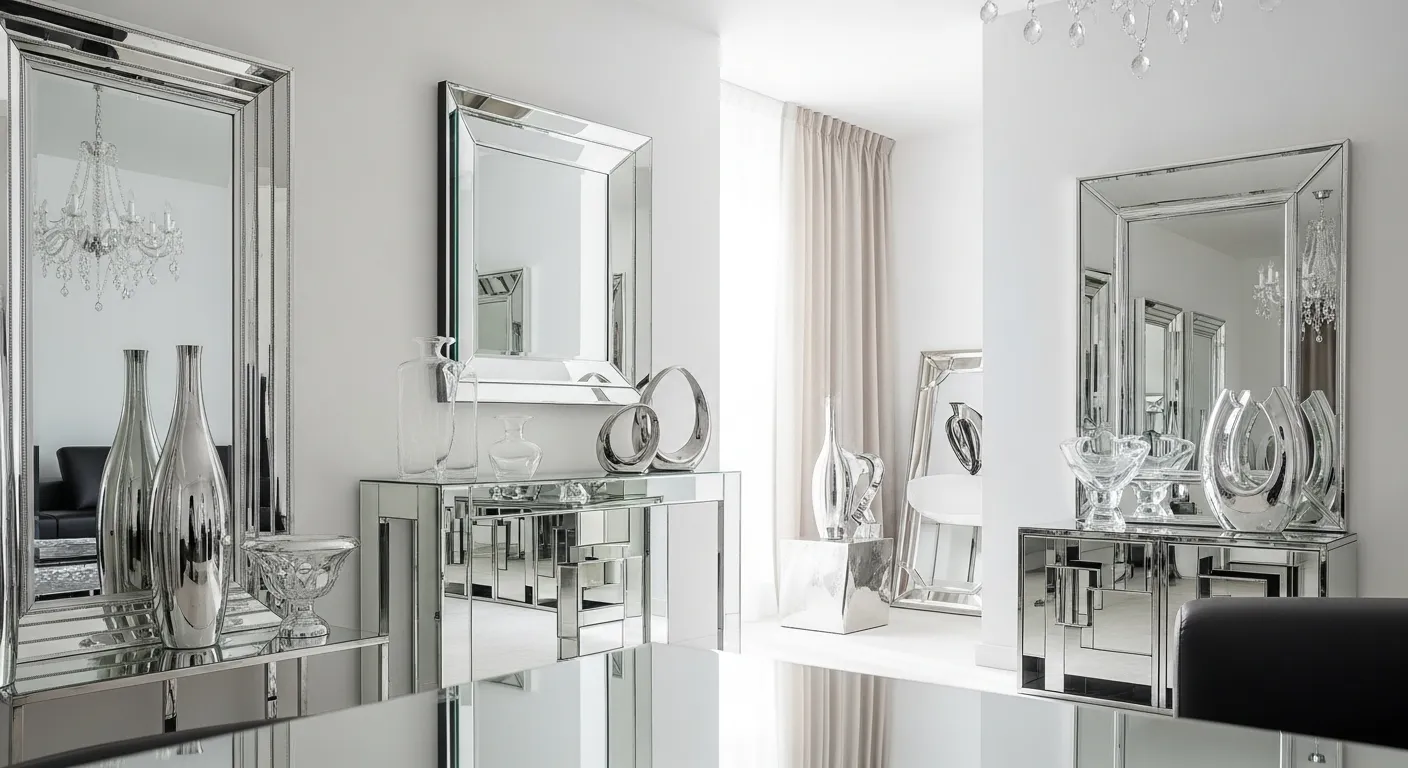 An Elegantly Room With Bright Ambient Light Dynamically Bounces and Reflects Off Numerous Placed Materials Throughout the Space