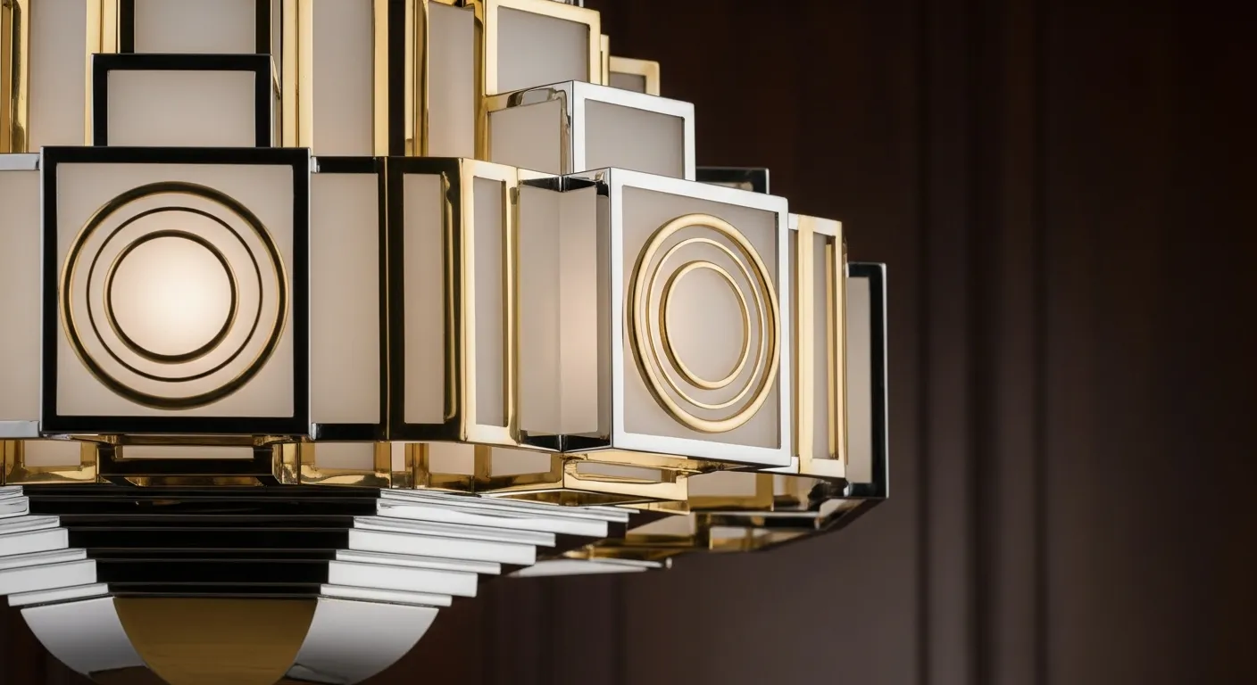 An Exquisite Art Deco Lighting Fixture, Embodying the Elegant Geometric and Symmetrical Patterns