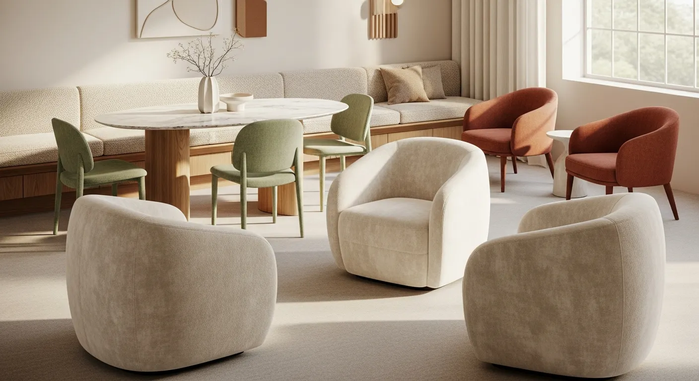An Exquisitely Designed, Ultra-comfortable Indoor Living Space Featuring an Arrangement of Armchairs, Positioned for Inviting Conversation