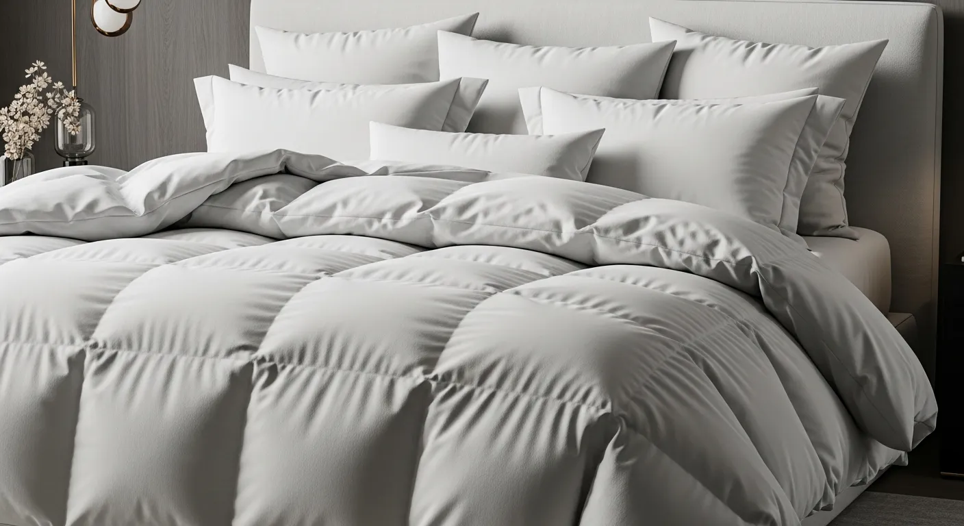 An Immaculately Made Bed With a Luxurious, Oversized White Duvet