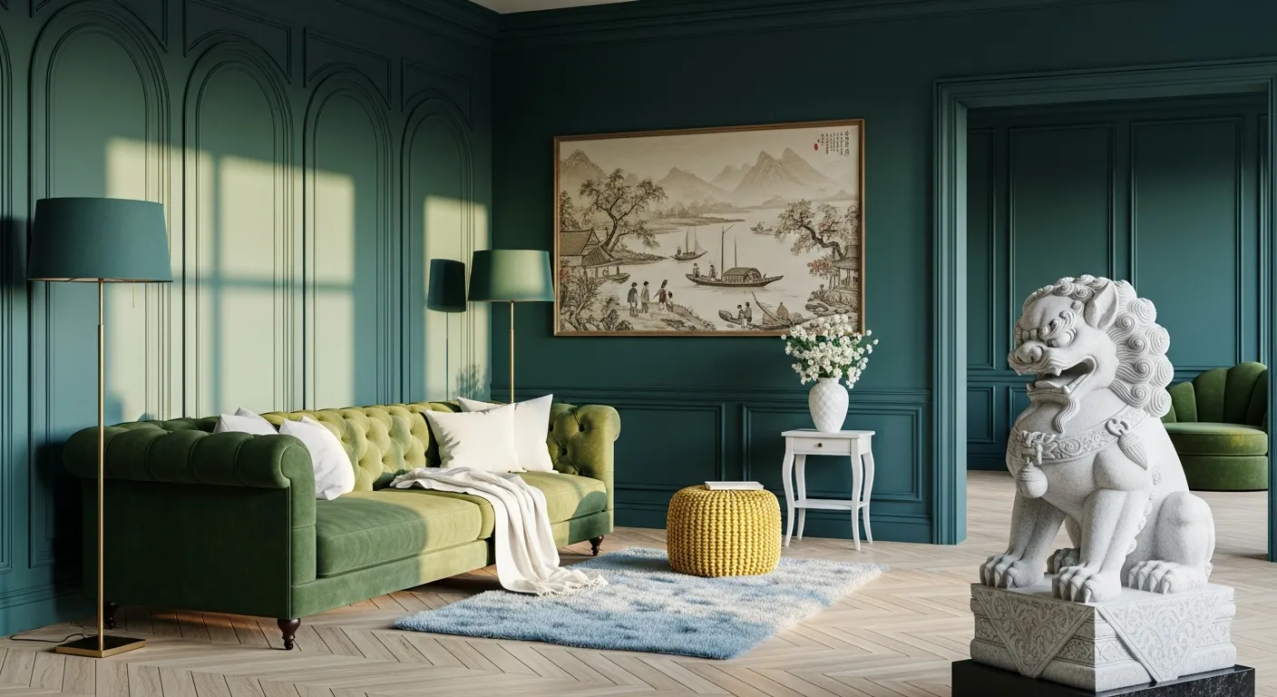 An Opulent Living Room, Exuding a Serene and Sophisticated Mood