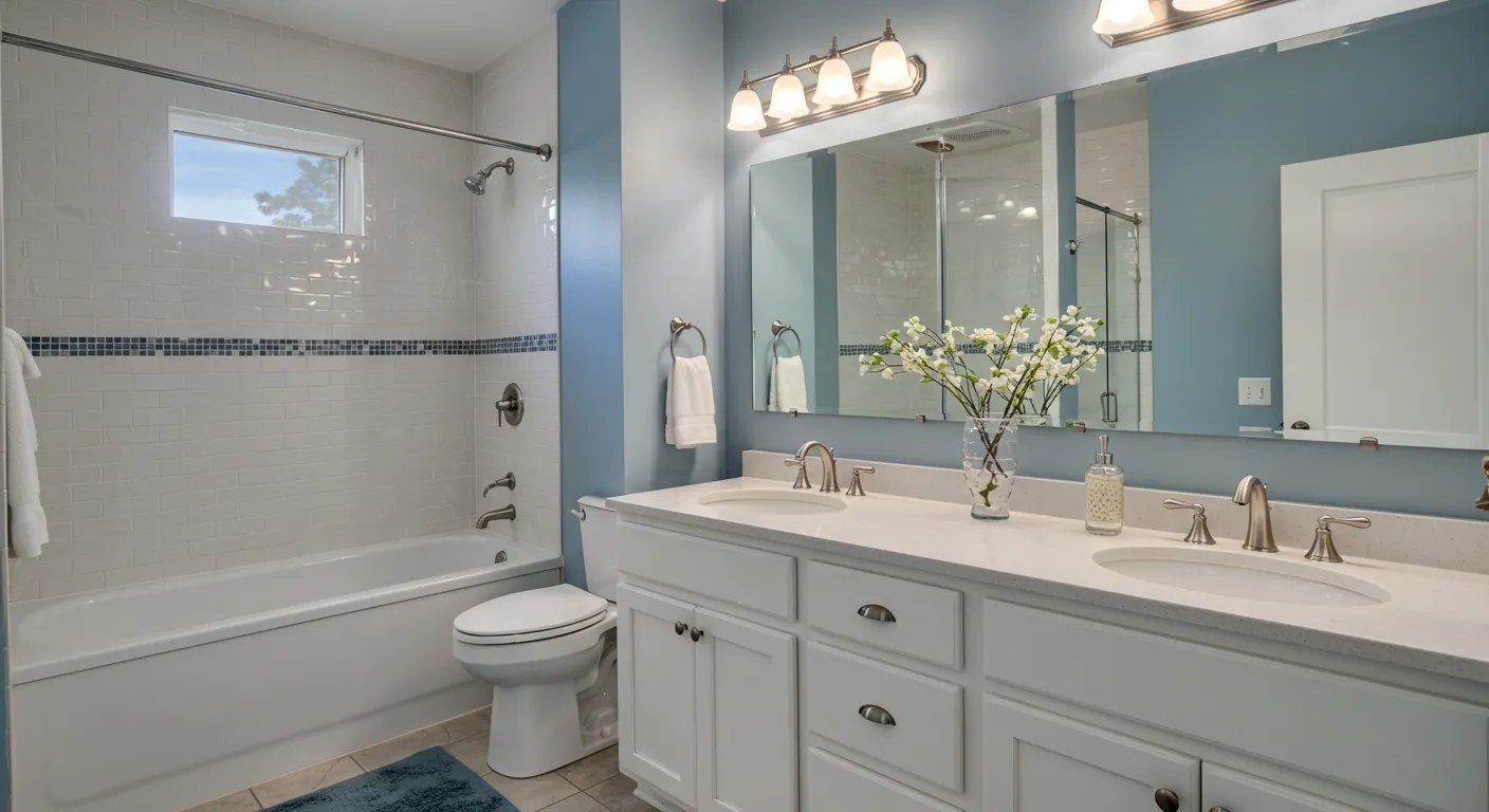 Bathroom Interior With High-Gloss White Paint Bathroom Interior With High-Gloss White Paint