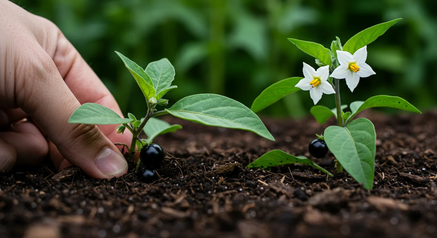 Black Nightshade in Garden Bed Black Nightshade in Garden Bed