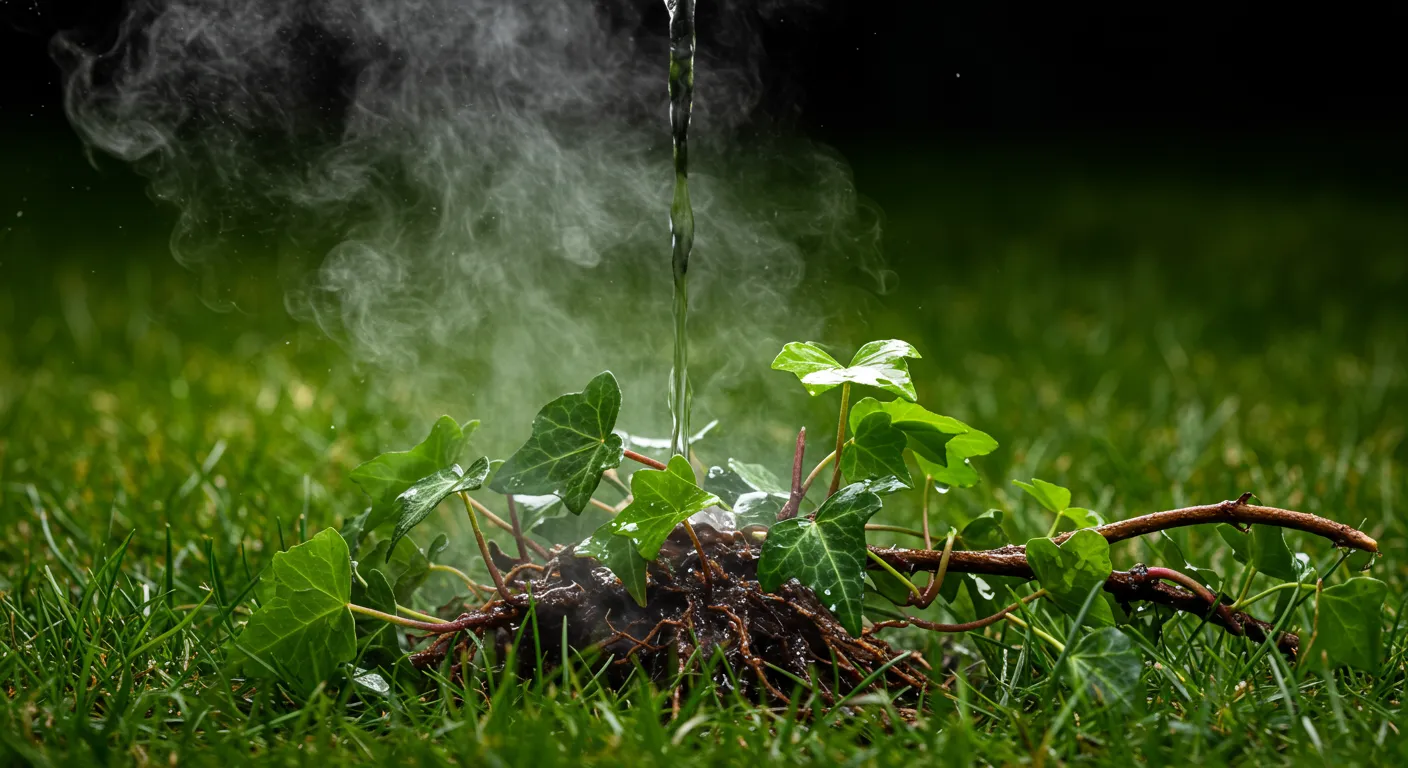 Boiling Water Being Poured Onto Poison Ivy Boiling Water Being Poured Onto Poison Ivy