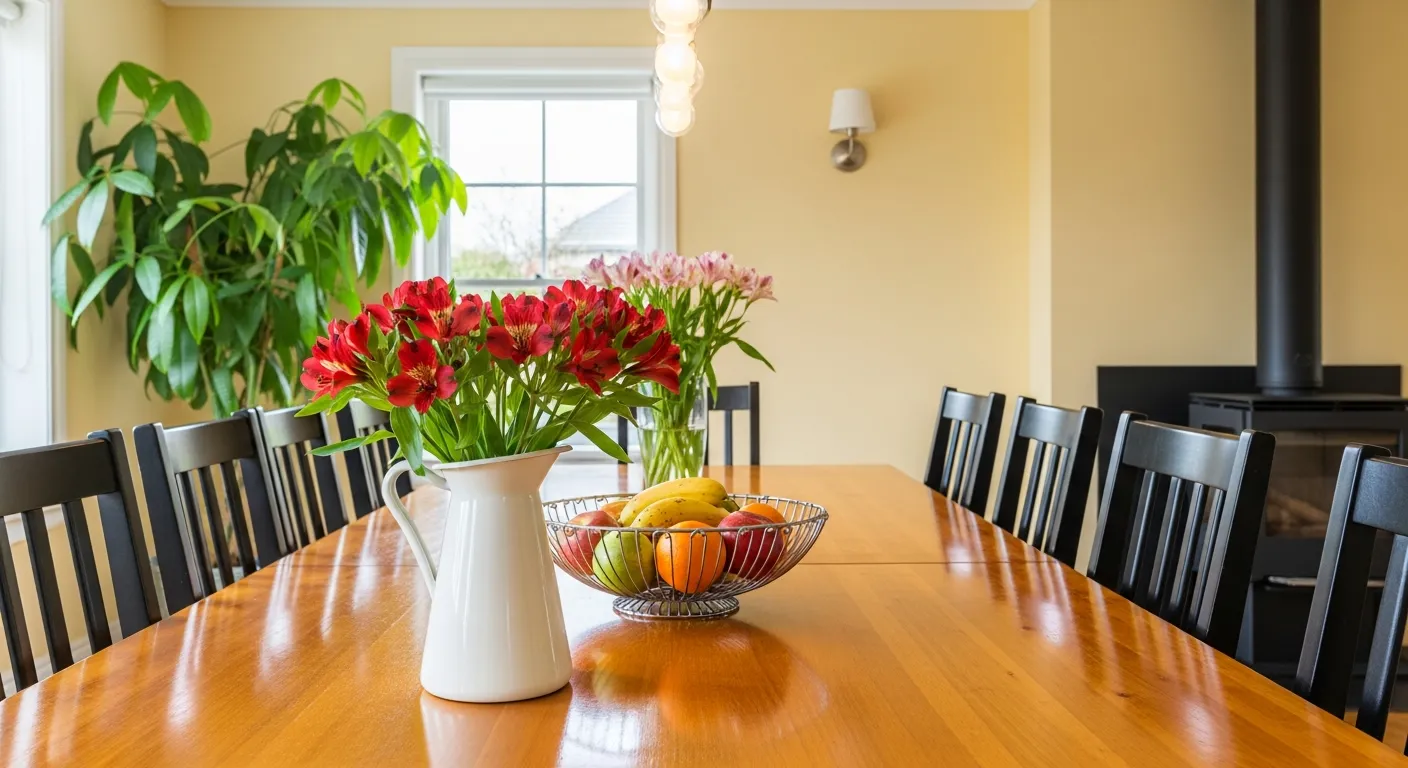The Room Has Butter Yellow Walls, a Large Green Houseplant in the Corner, and a Window