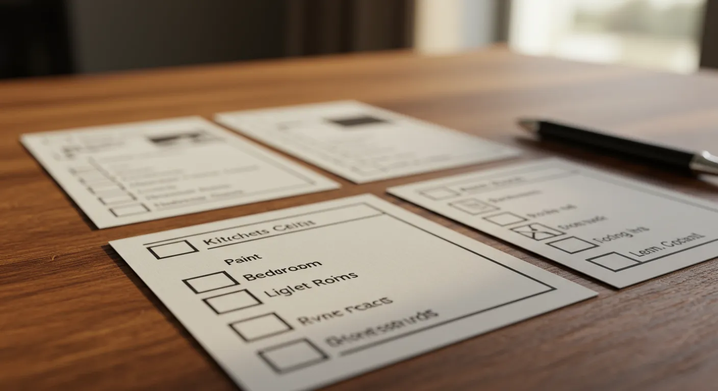 Checklist for Rooms on Wooden Table Checklist for Rooms on Wooden Table