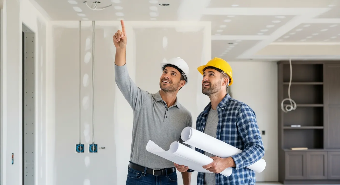 Two Construction Professionals Inspecting an Interior Space