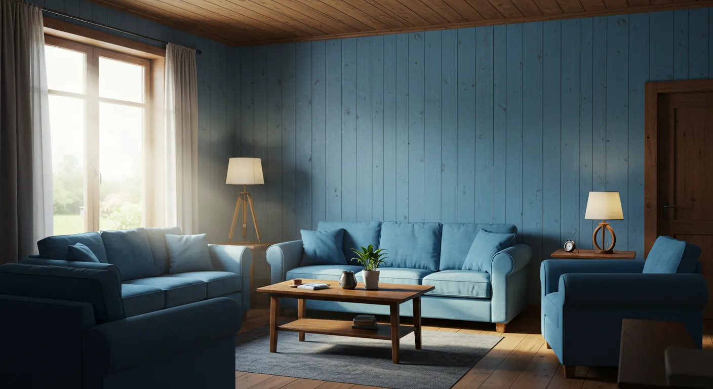 Country Blue Walls With Pine Wood Trim Country Blue Walls With Pine Wood Trim