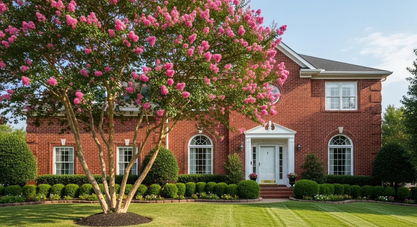 Pretty Pink Flower Tree Planted in the Lawn Pretty Pink Flower Tree Planted in the Lawn