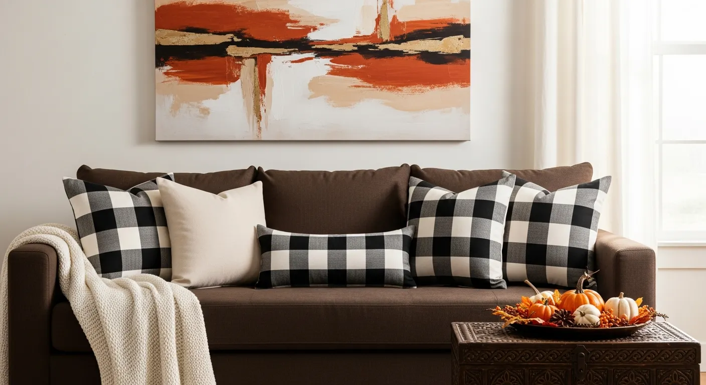 A Long, Plush Dark Brown Linen Sofa, Richly Textured and Designed for Comfort