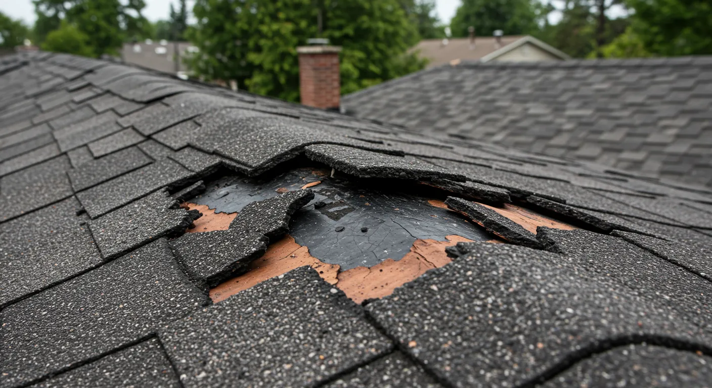 Damaged Asphalt Roof Shingles Damaged Asphalt Roof Shingles