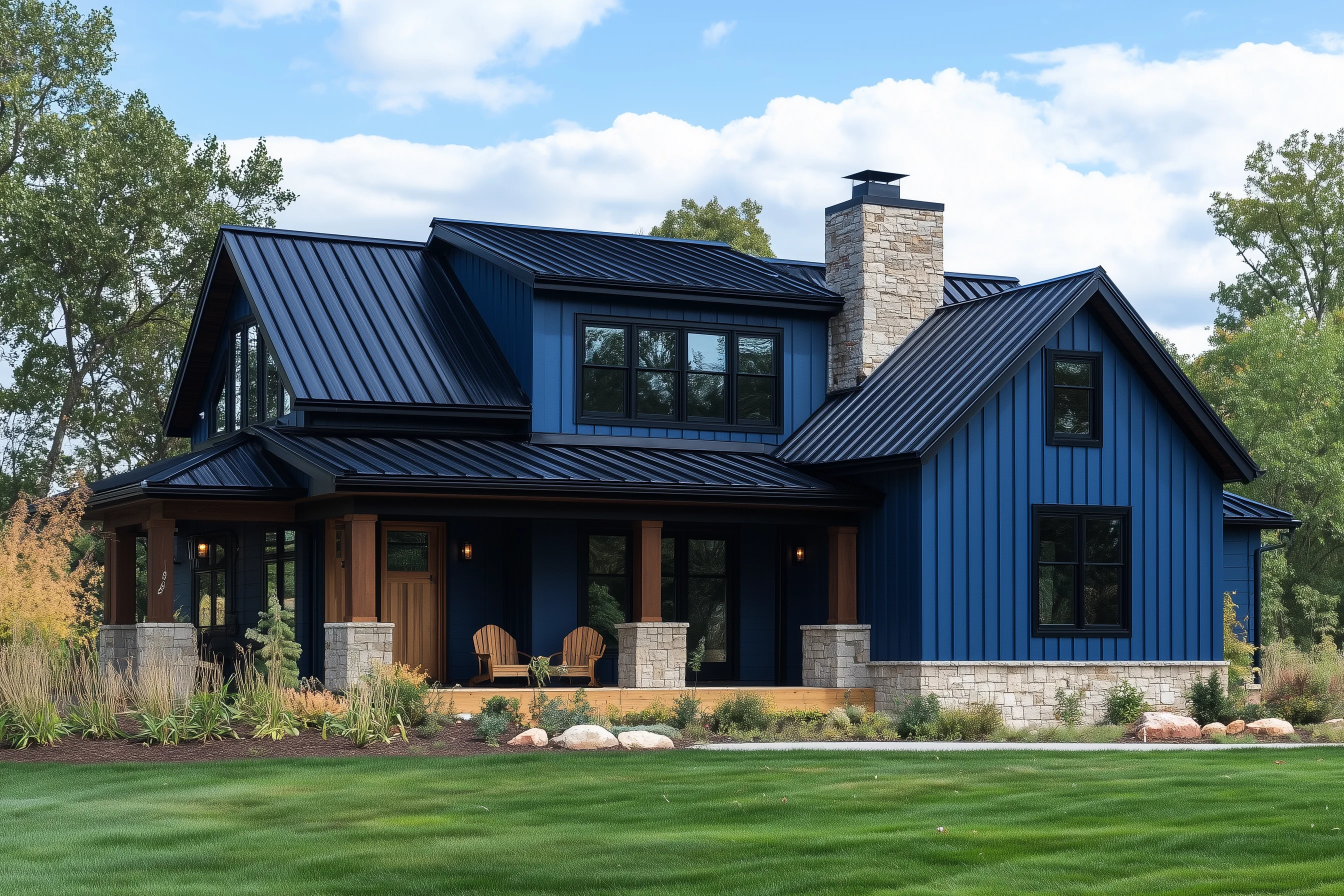 Dark Blue House Metal Roof Dark Blue House Metal Roof