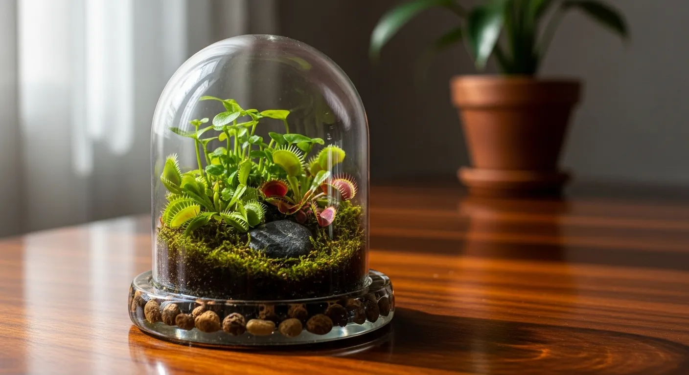 Glass Terrariums Showcasing Small Green Plants  Glass Terrariums Showcasing Small Green Plants