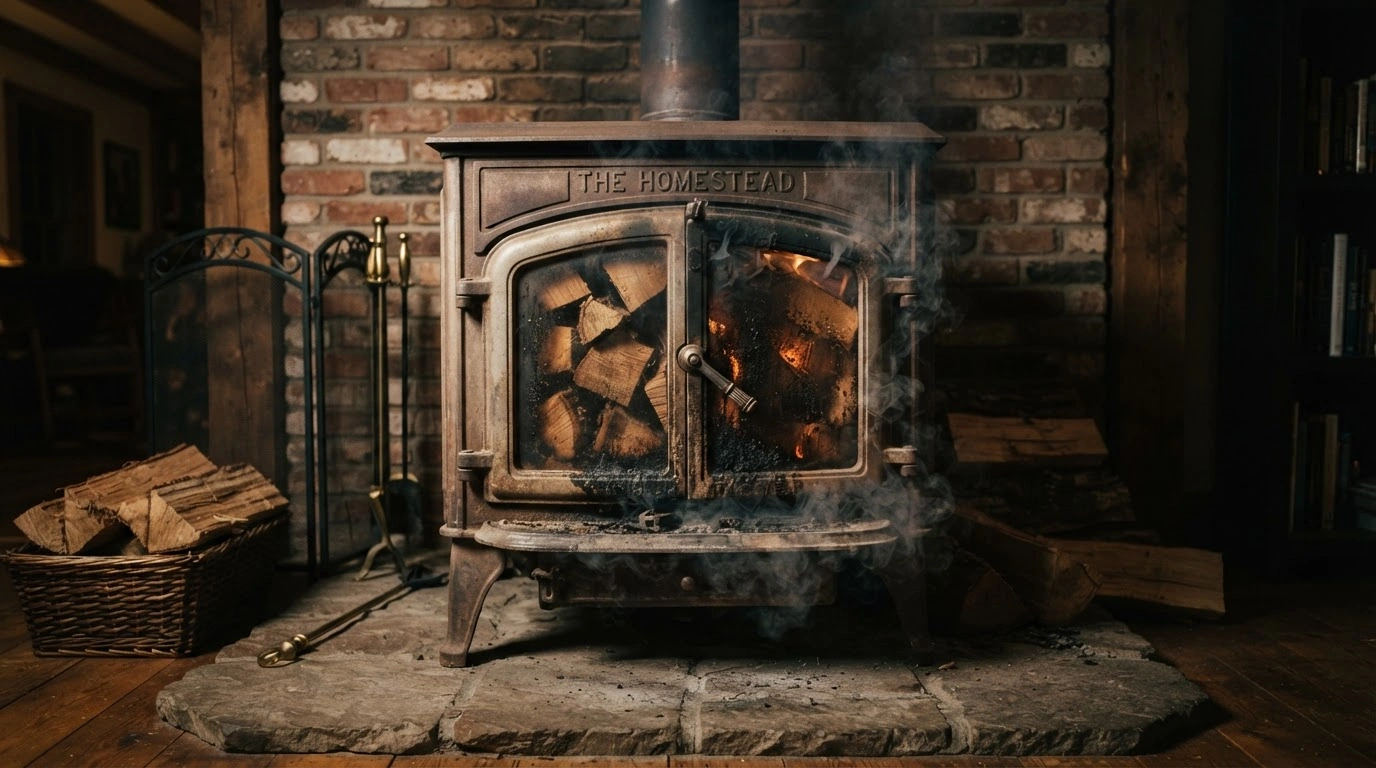 A Heavy, Antique Cast-iron Wood Stove, Dangerously Overloaded