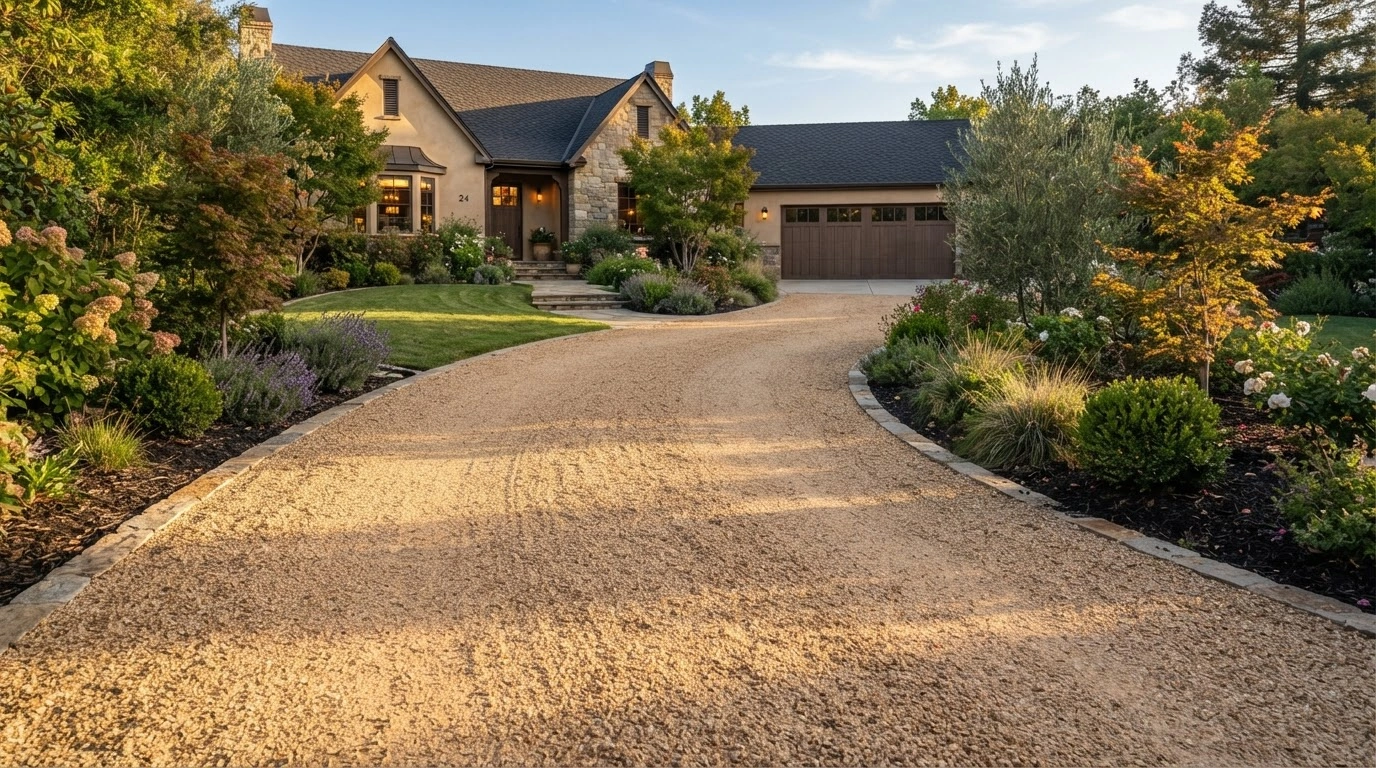 A Wide, Gently Curving Driveway, Expertly Laid With Finely Crushed Decomposed Granite