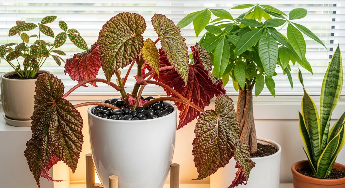 The Begonia Features Drooping and Wilting Large, Deeply Ruffled and Textured Leaves