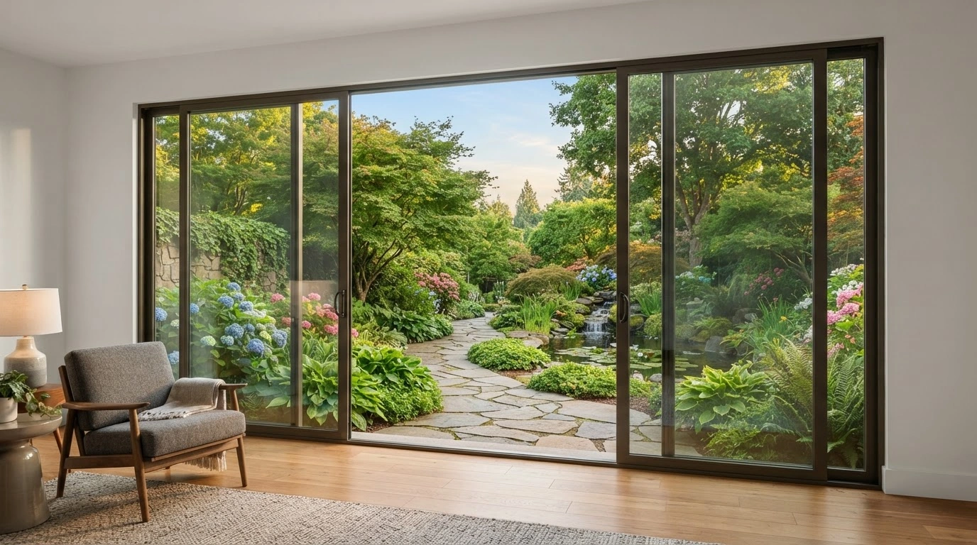A Sleek, Full-length Exterior French Patio Pocket Door