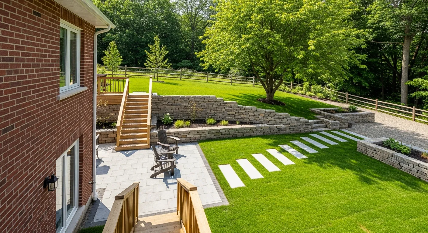 A Serene Multi-level Slope Backyard Garden