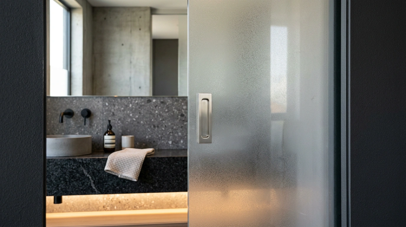 An Elegant Frosted Glass Pocket Door
