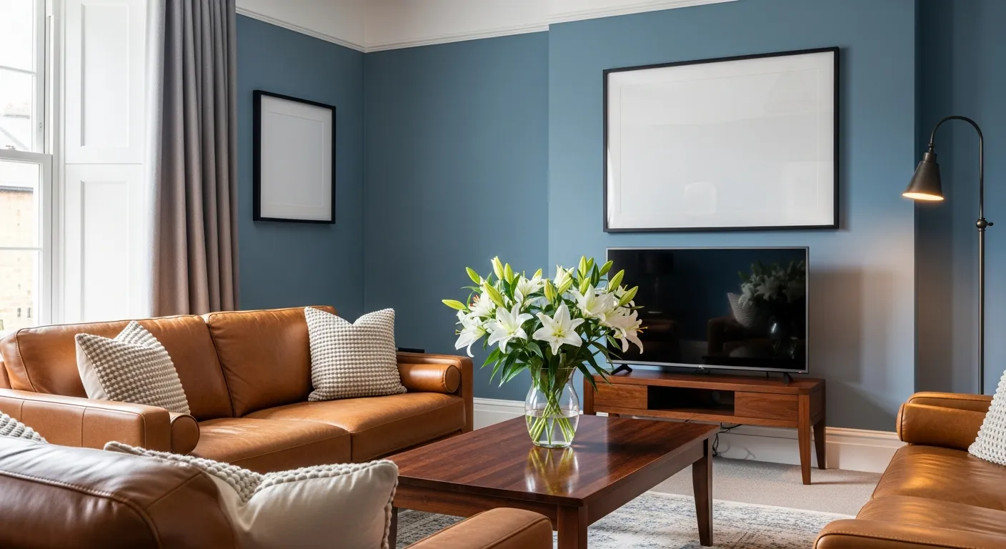 A Large Window is Dressed With Floor-length  Grey Curtains, Allowing Soft Natural Light
