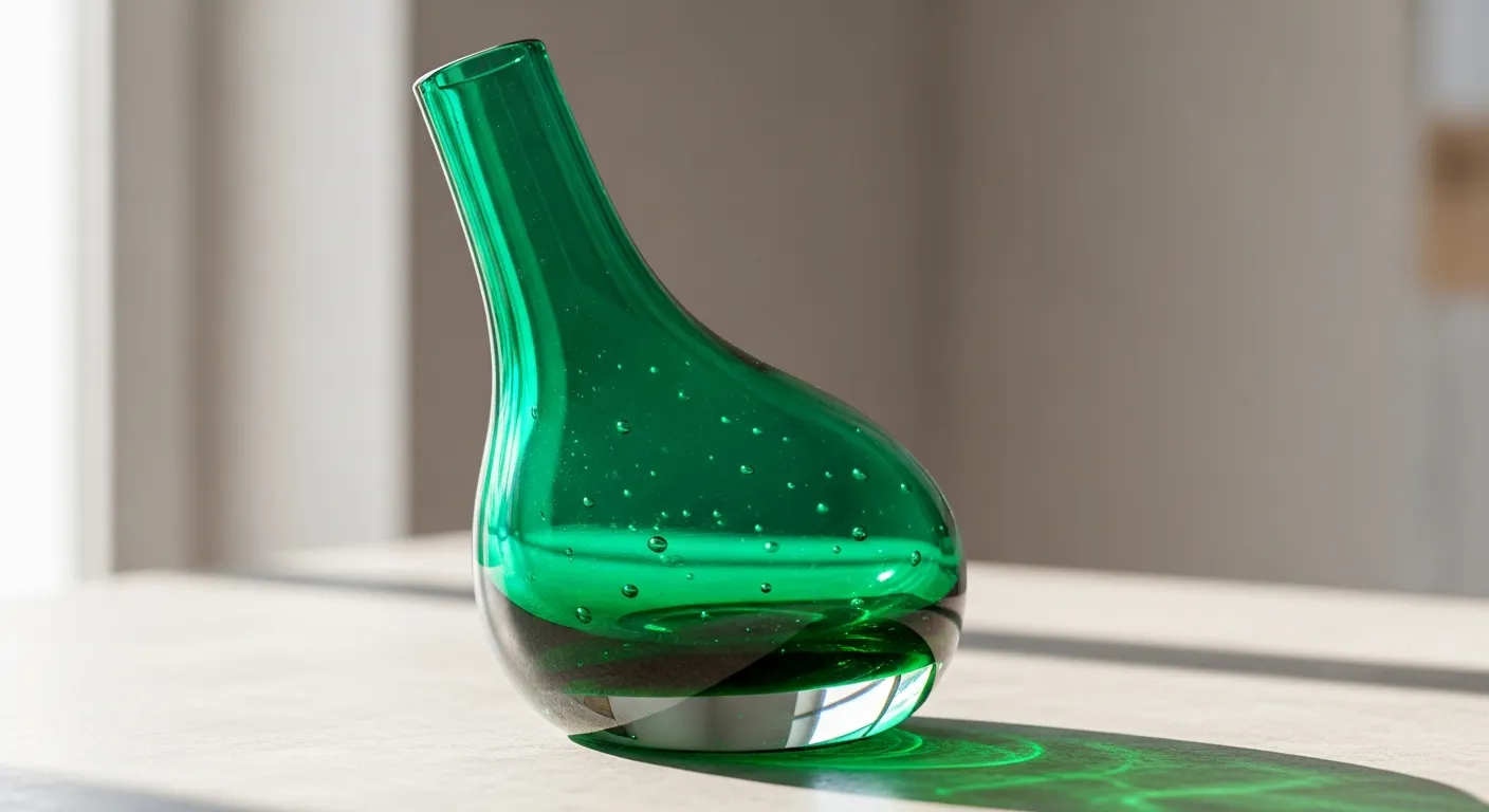 Green Swung Glass Vase by Murano