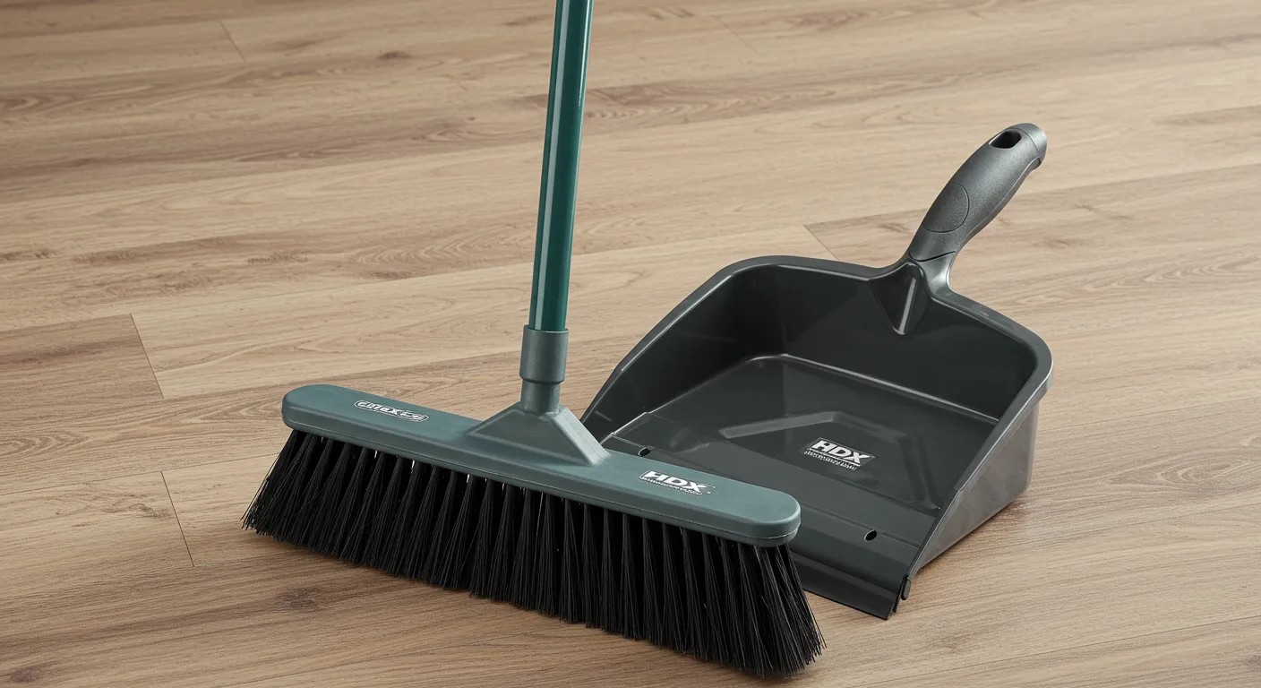 HDX 15-Inch Angle Broom and Step-On Dustpan Set HDX 15-Inch Angle Broom and Step-On Dustpan Set