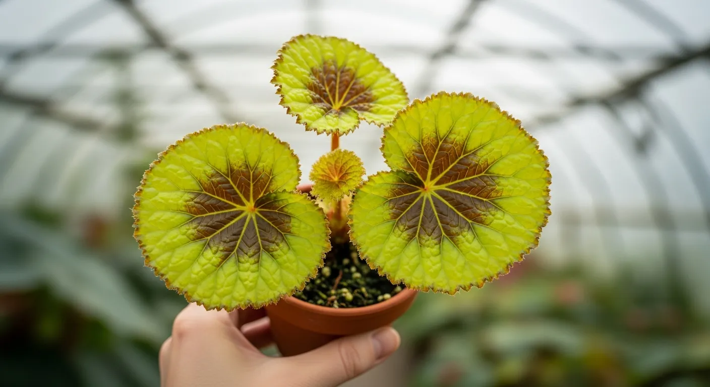 A Small Potted Plant, Its Large, Intricately Spiral-patterned, Ruffled Leaves