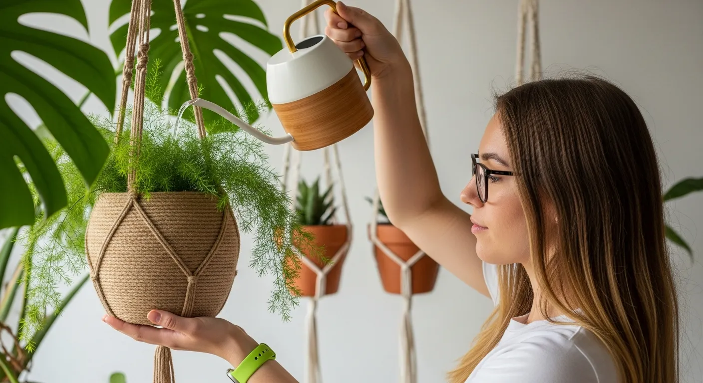The Pot Cradles a Vibrant, Lush Green Plant With Fine, Feathery Foliage, Resembling an Asparagus Fern