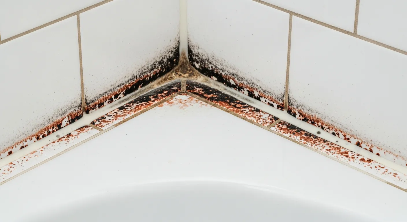 A Significant Black, Brown, and Reddish-brown Mold and Mildew Infestation