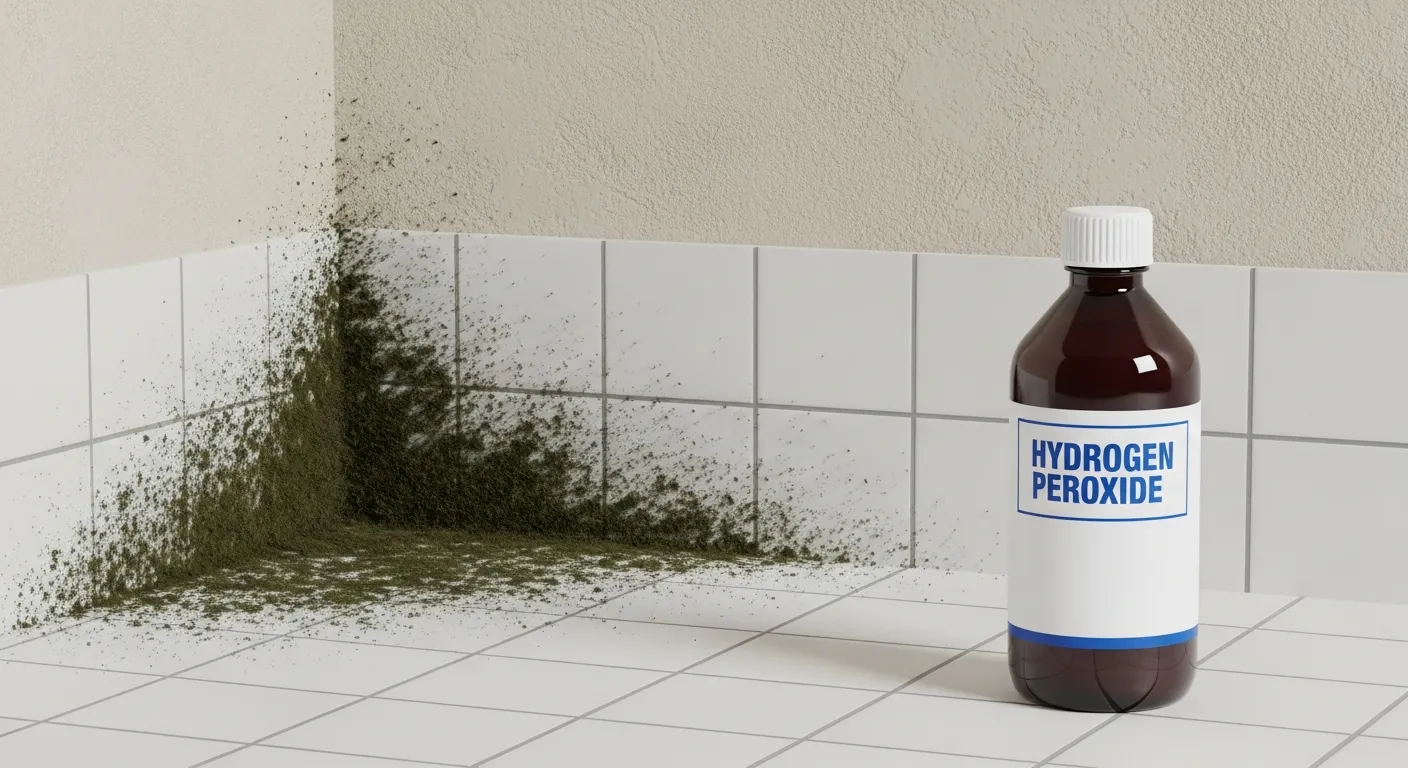A Tiled Corner Wall is Heavily Afflicted With a Thick, Dark Greenish-black Mold