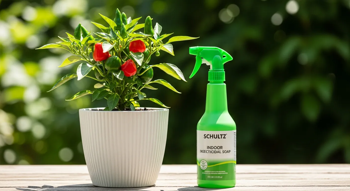 A Bright Green Spray Bottle of 'schultz Indoor Insecticidal SOAP'