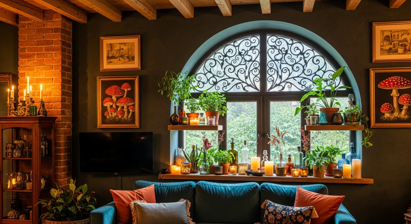 The Window Are Abundantly Decorated With an Array of Potted Green Plants in Terracotta Pots