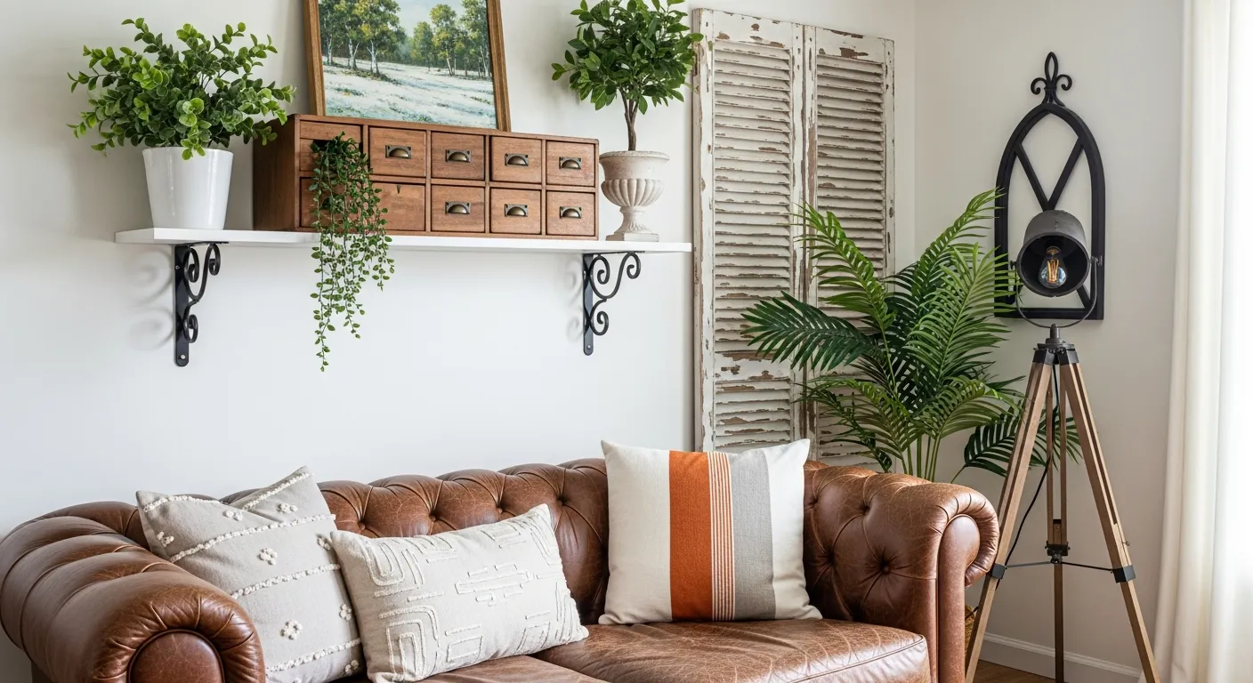 A Large, Well-worn, Distressed Brown Leather Tufted Sofa With Deep, Plush Seat Cushions