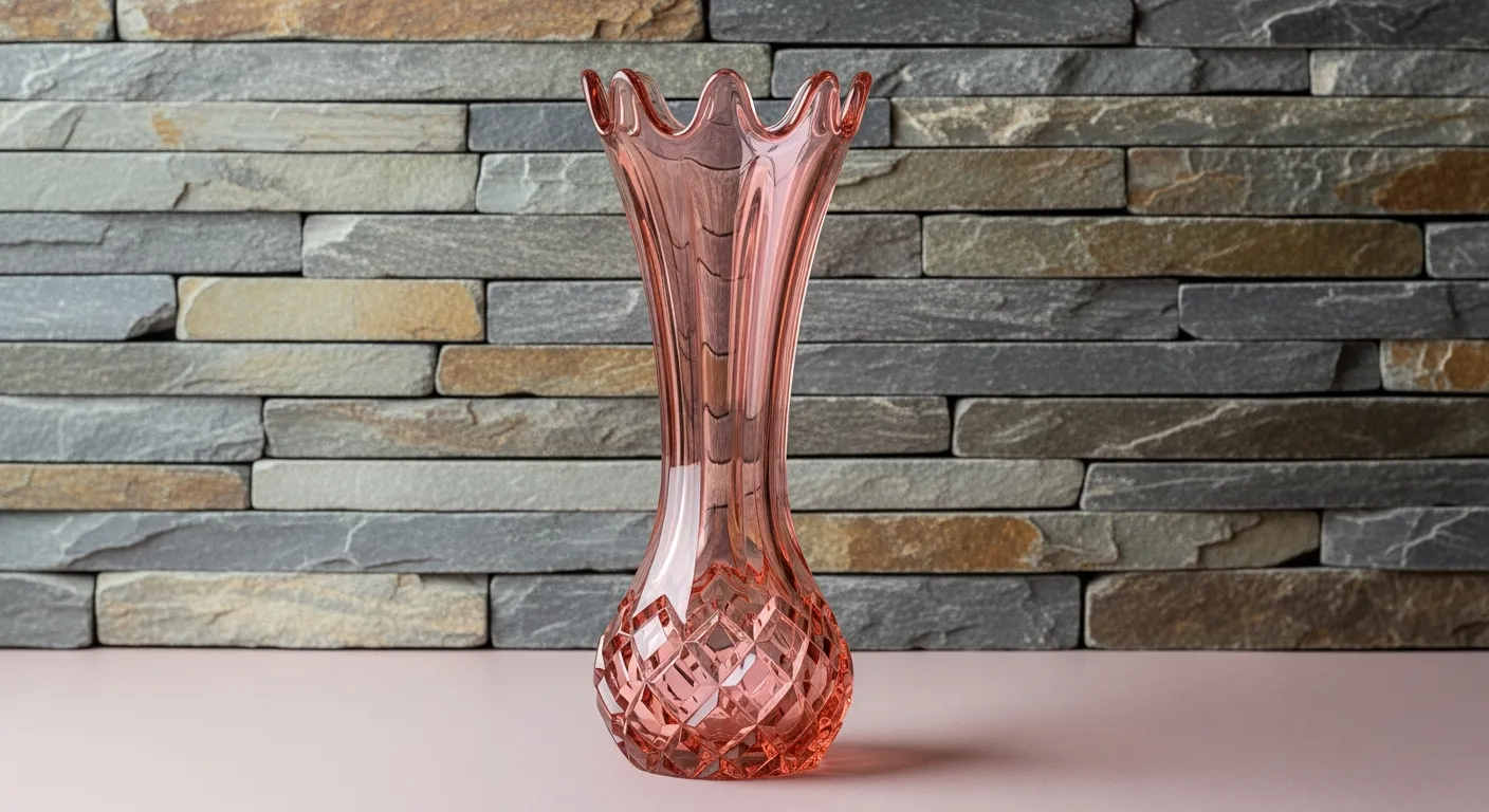 Mid-Century Pink Diamond Swung Vase by L.E. Smith