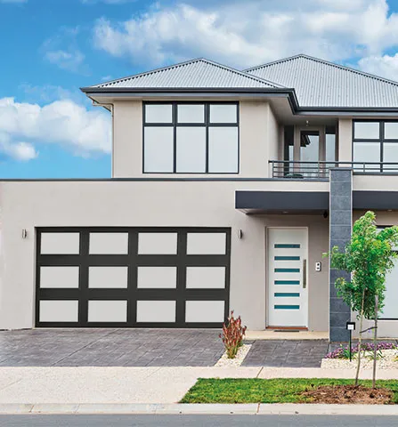 Modern glass garage doors