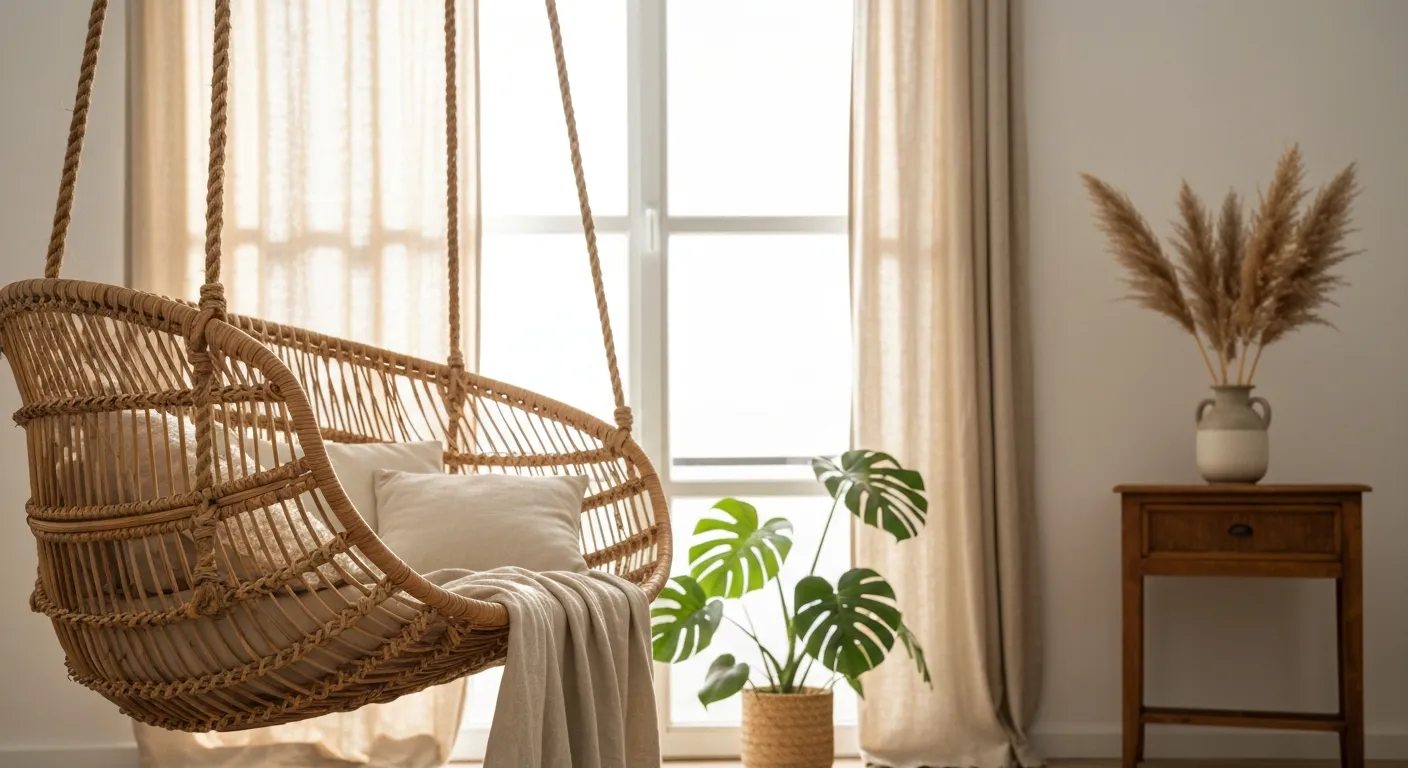 Natural Wicker Swing, Made of Light Brown