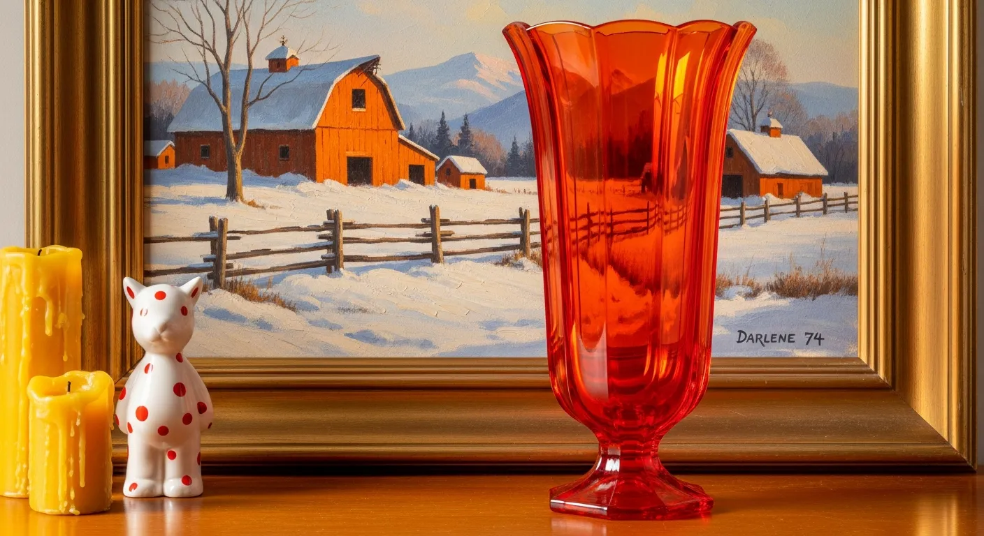 Orange Swung Vase by Viking Glass Company
