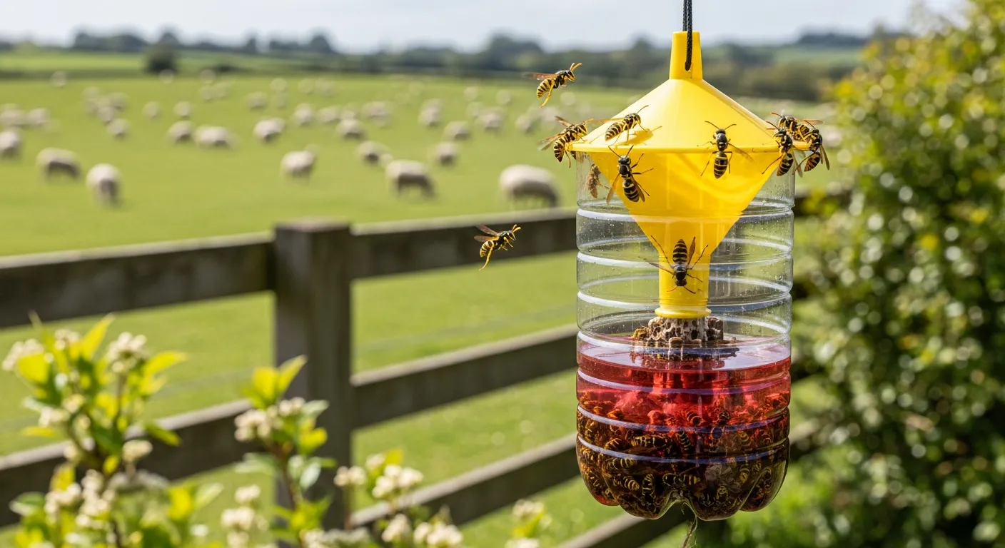 A DIY Wasp Trap, Meticulously Crafted From a Clear Plastic Beverage Bottle