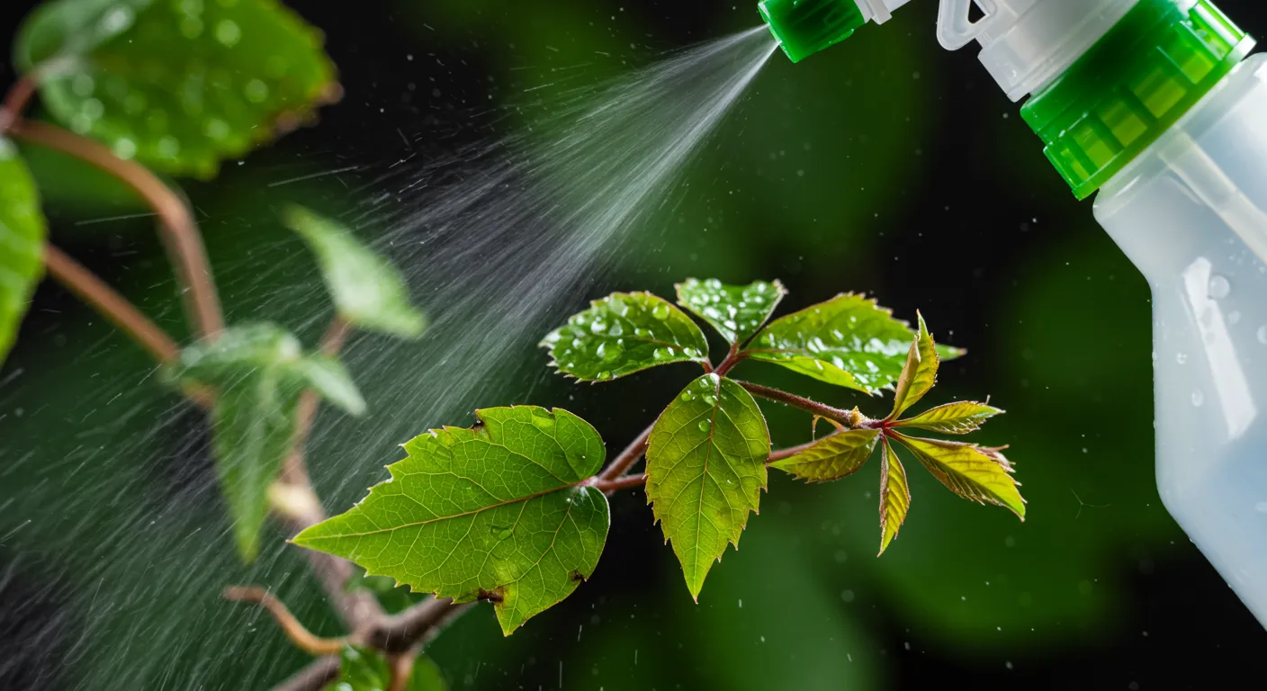 Poison Ivy Being Sprayed With a Clear Solution From a Plastic Spray Bottle Poison Ivy Being Sprayed With a Clear Solution From a Plastic Spray Bottle