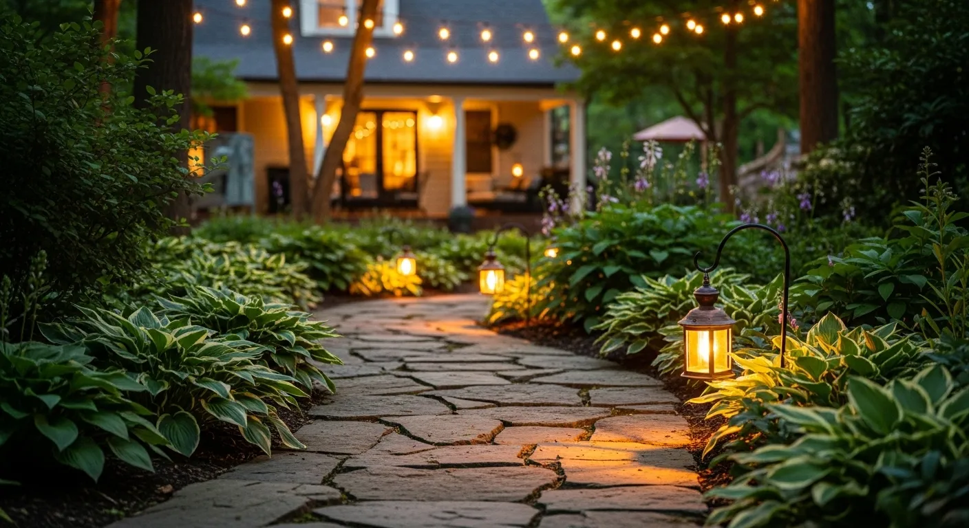 Warm and Inviting Lights of a Garden  Warm and Inviting Lights of a Garden