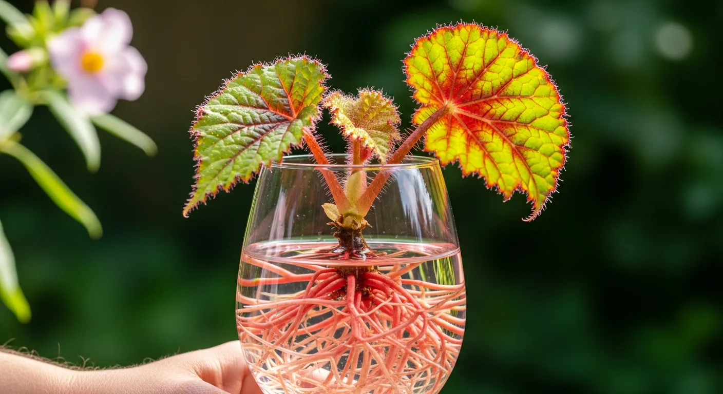 Dense Coral-red to Reddish-pink Roots of Begonia Rex
