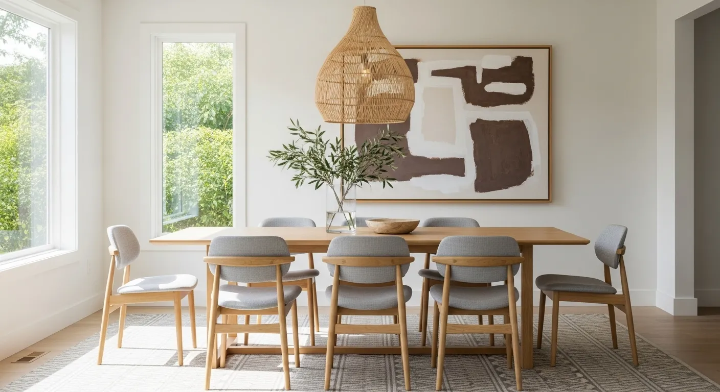 Pretty Grey Colors Chairs and a Wooden Rectangular Dinning Table Pretty Grey Colors Chairs and a Wooden Rectangular Dinning Table