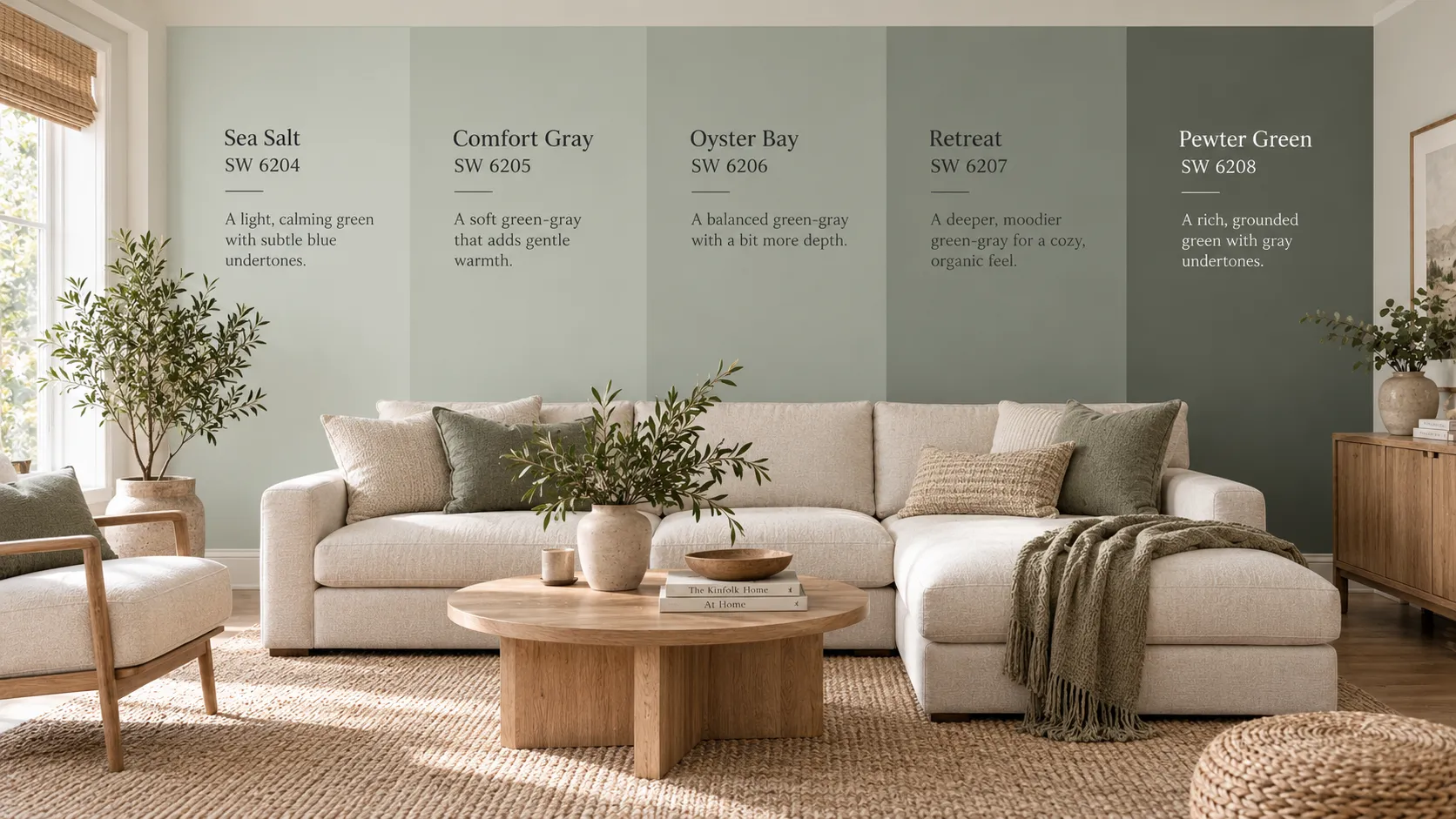 Sea Salt monochromatic tones from the Sherwin-Williams color palette