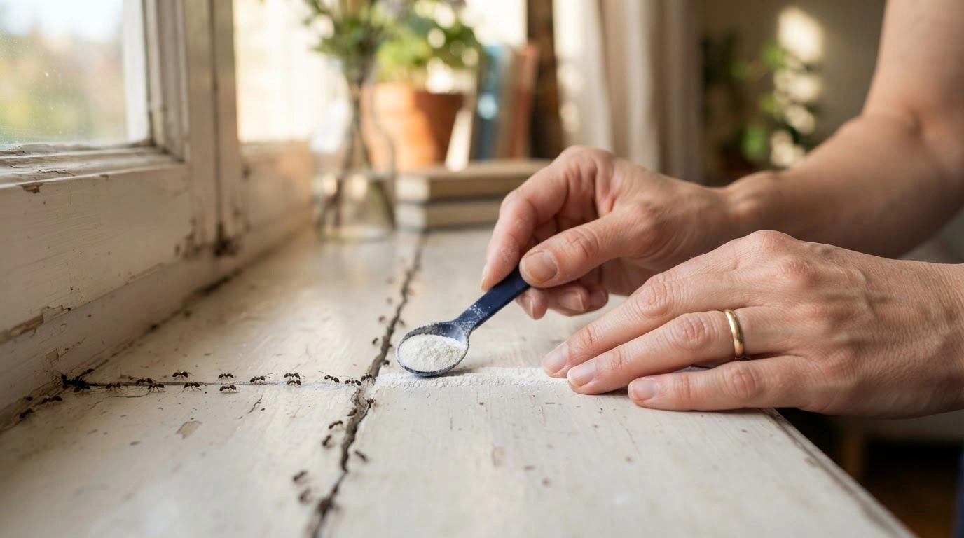 Applying a Fine LINE of White Diatomaceous Earth Powder Along a Slender