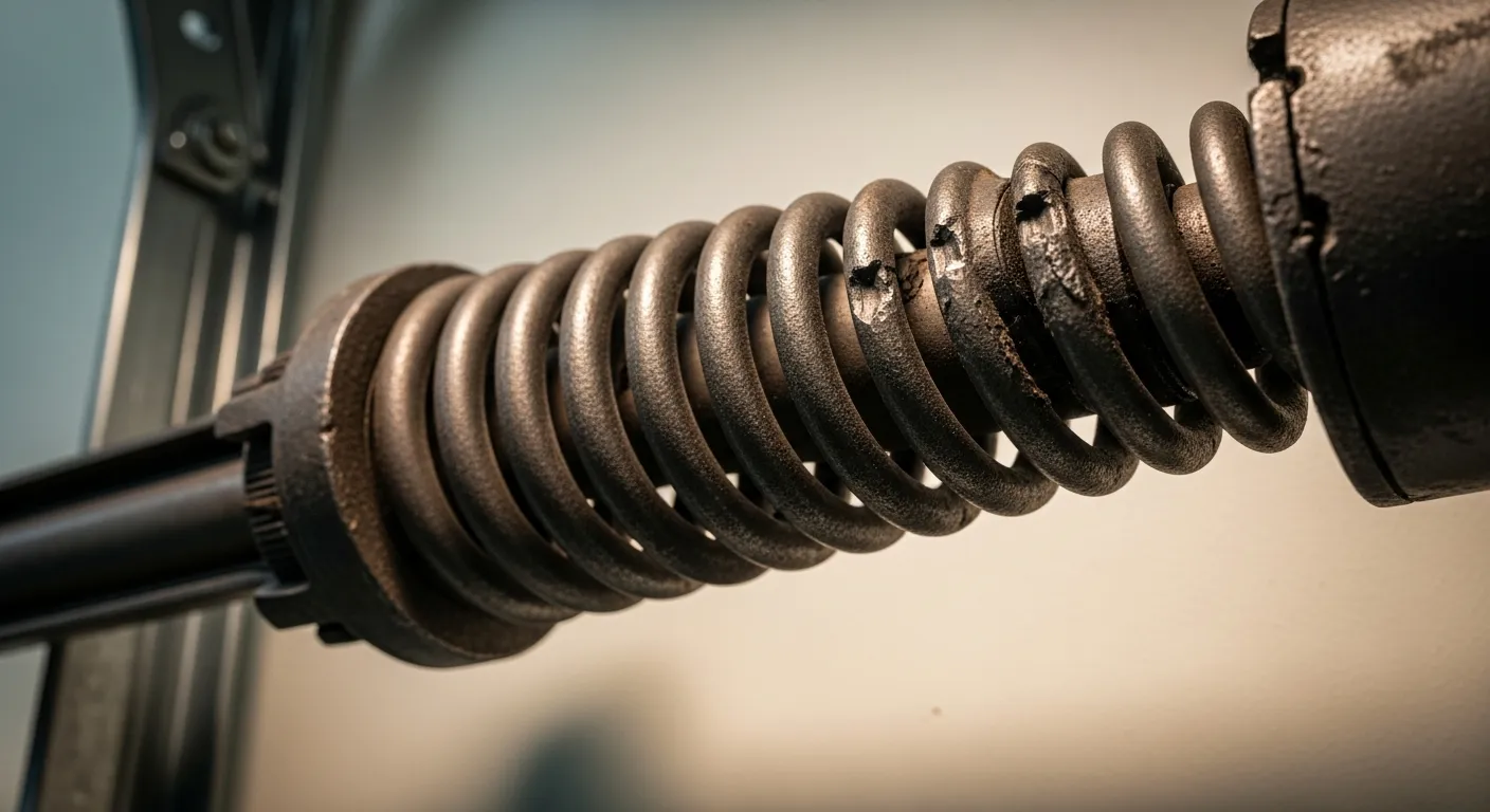 A Old Damage Garage Door Torsion Spring Cone Made of Dark, Textured Cast Iron