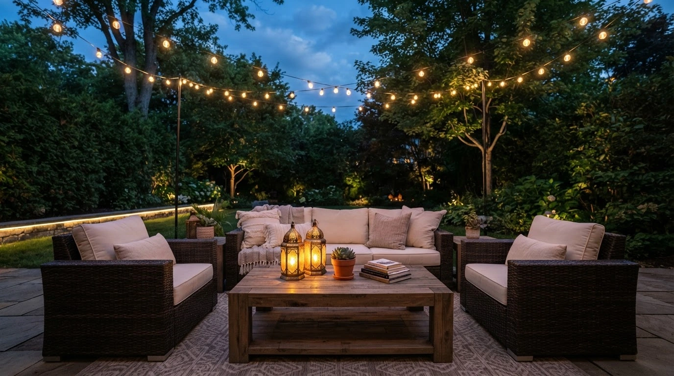 Softer lighting near seating areas