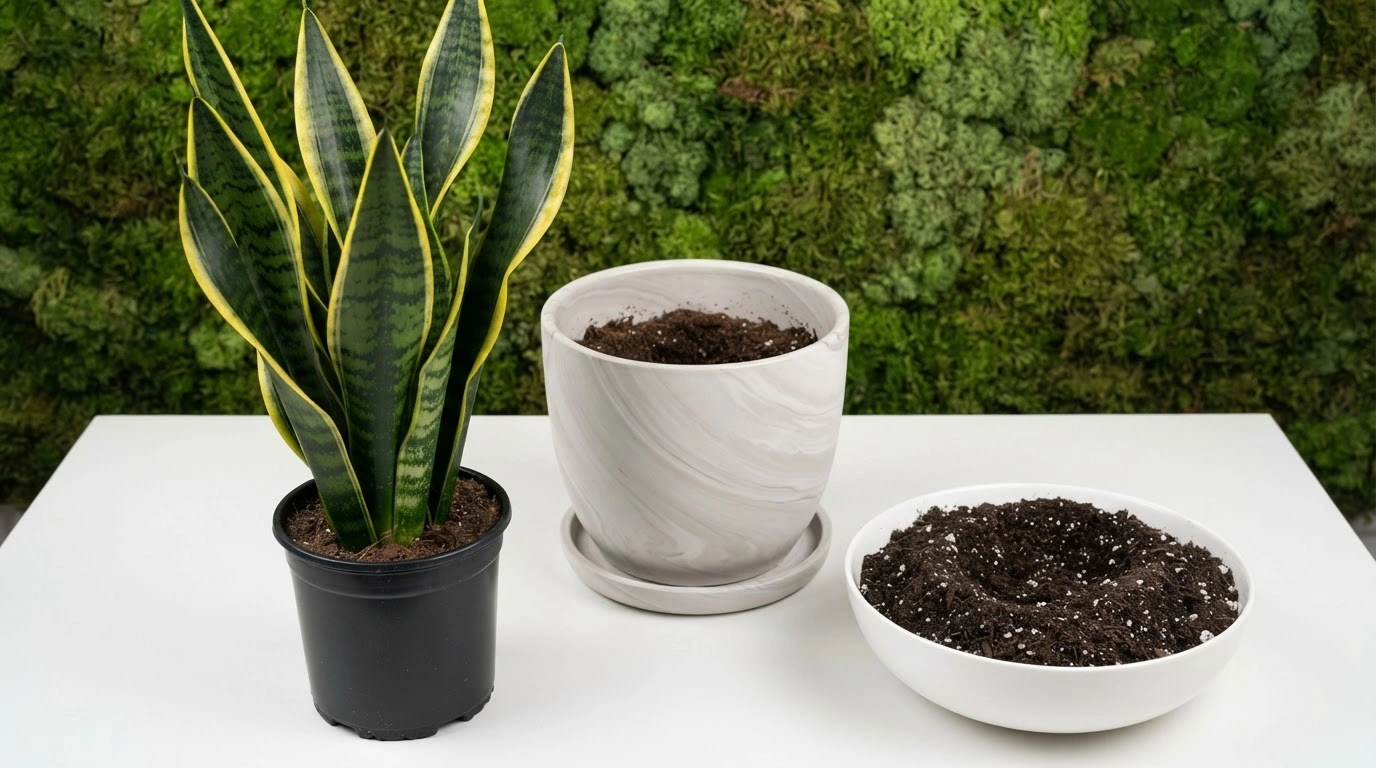 A New Ceramic Pot is Partially Filled With Rich, Dark Brown Potting Soil
