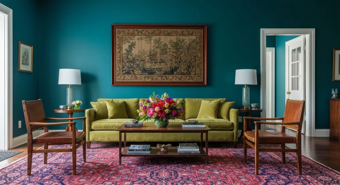 Vintage Tapestry Wall Decor in a Living Room Vintage Tapestry Wall Decor in a Living Room